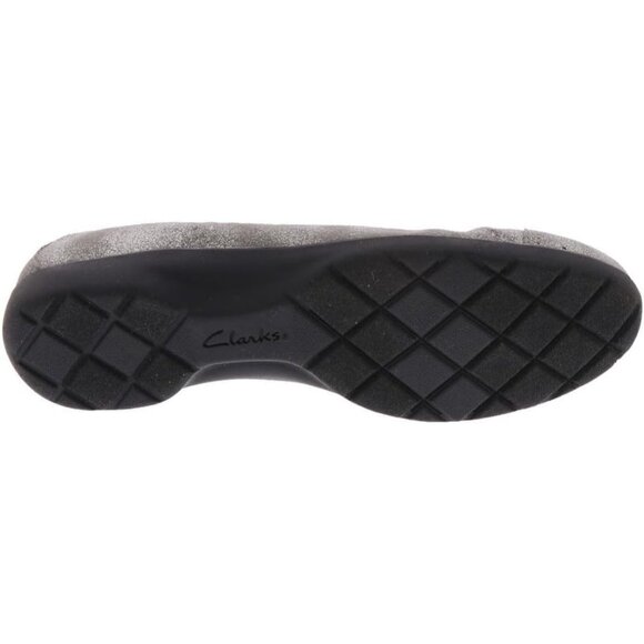 Clarks Womens Pewter Leather Closed Pointed Toe Meadow Opal Ballet Flat Shoes - Picture 4 of 7